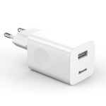 (1433) Sieninis įkroviklis 24W USB QC3.0, baltas