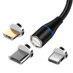Maxlife MXUC-03 magnetic cable USB - Lightning + USB-C + microUSB 1,0 m 3A black nylon - Image 3