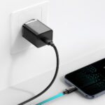 (1469) Sieninis įkroviklis Super Si 20W USB-C QC3.0 PD su Lightning 1m laidu, juodas - Image 6