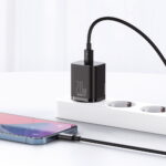 (1469) Sieninis įkroviklis Super Si 20W USB-C QC3.0 PD su Lightning 1m laidu, juodas - Image 7