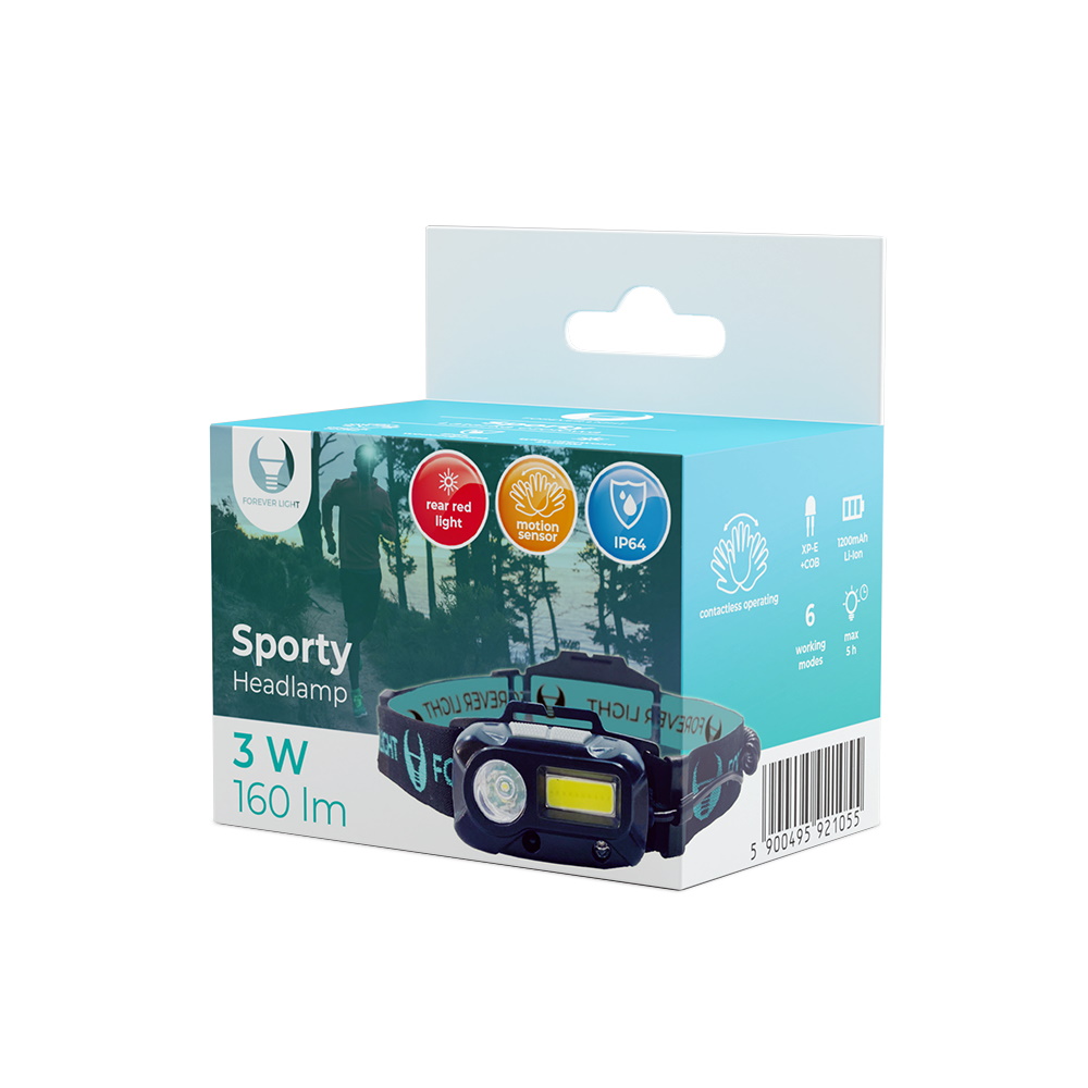 241588_oryg LED Headlamp Sporty XP-E 3W + COB 3W 160lm 1200mAh Forever Light - Image 1