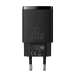 Baseus wall charger Compact PD 20W 1x USB-C 1x USB black - Image 3