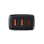 (1450) Sieninis įkroviklis 30W 2xUSB + USB-C QC3.0 PD3.0, juodas - Image 4