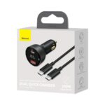 (1471) Automobilinis įkroviklis 12-24V 100W USB + USB-C QC4+ PD3.0 su įtampos, srovės indikacija ir USB-C kabeliu 1m - Image 9