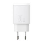 Sieninis įkroviklis 20W USB + USB-C QC3.0 PD3.0, baltas