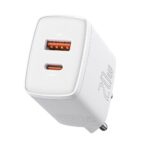 Sieninis įkroviklis 20W USB + USB-C QC3.0 PD3.0, baltas - Image 3