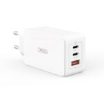 XO wall charger CE13 PD QC 3.0 65W 1x USB 2x USB-C white + USB-C - USB-C cable - Image 4