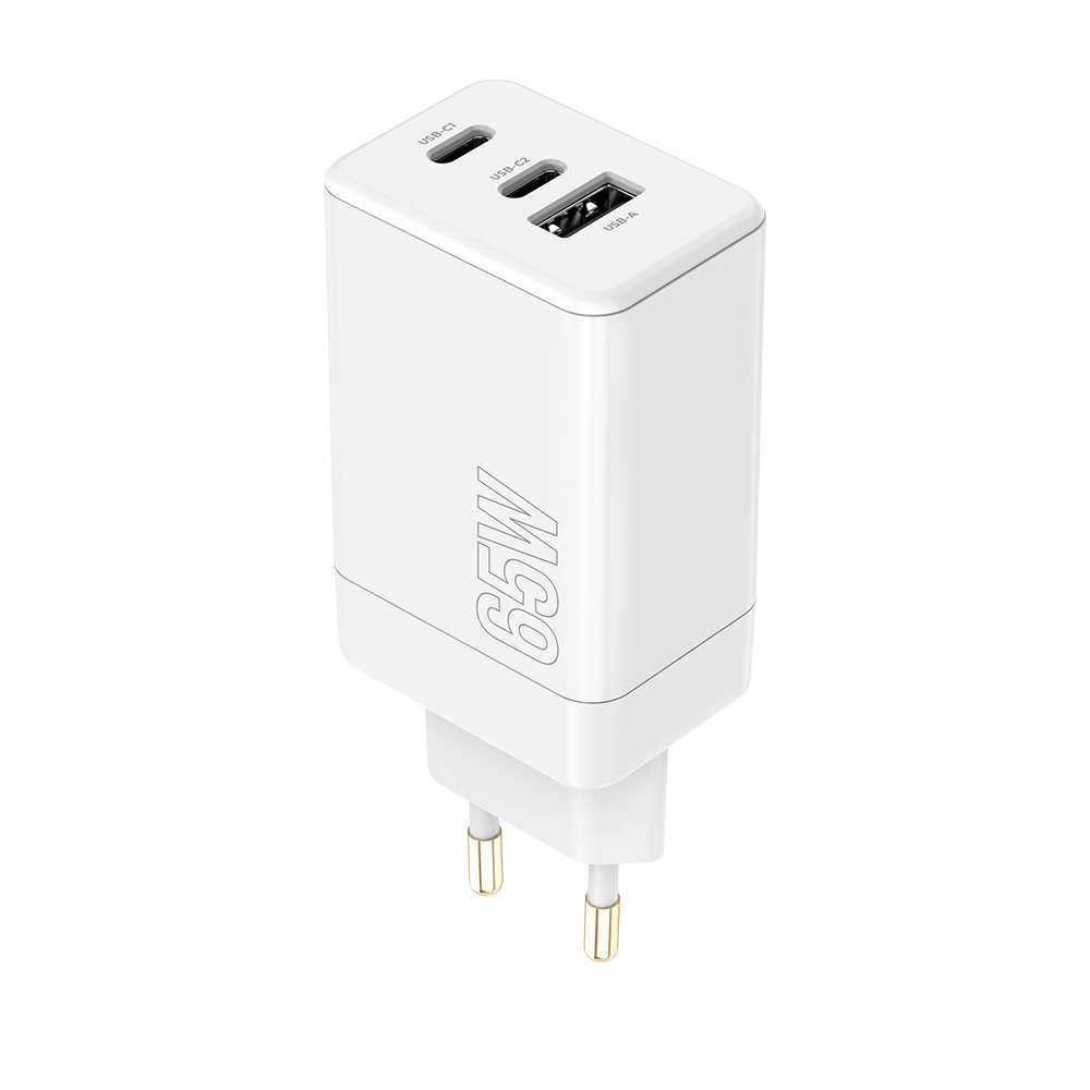 348856_oryg Maxlife MXTC-08-65ACC PD QC charger 2x USB-C 1x USB 65W white - Image 1