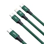 Baseus cable 3in1 Rapid PD USB-C - micro USB + Lightning + USB-C 1,5m green 20W - Image 3