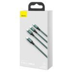 Baseus cable 3in1 Rapid PD USB-C - micro USB + Lightning + USB-C 1,5m green 20W - Image 4