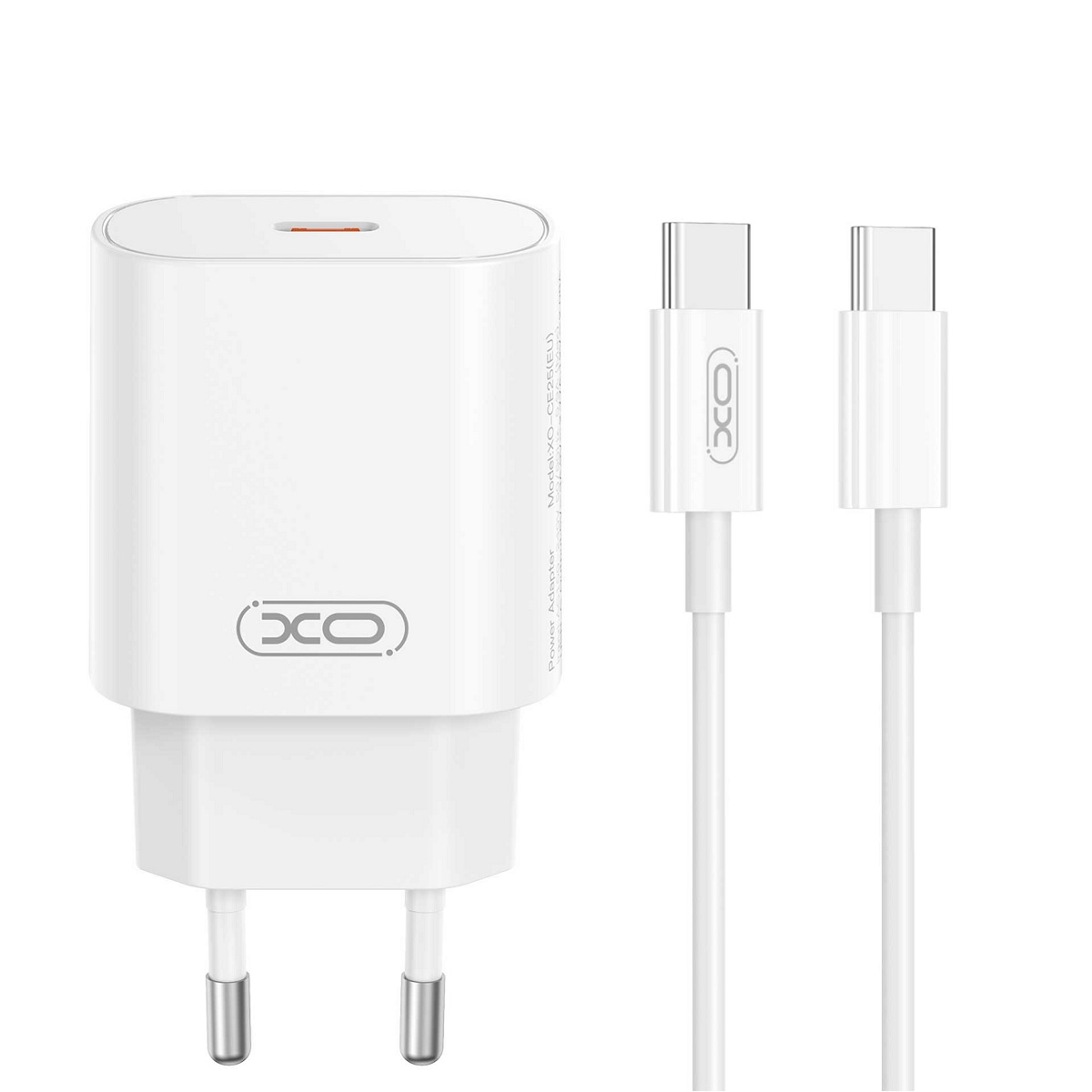 371614_oryg XO wall charger CE25 PD 25W 1x USB-C white + cable USB-C - USB-C - Image 1