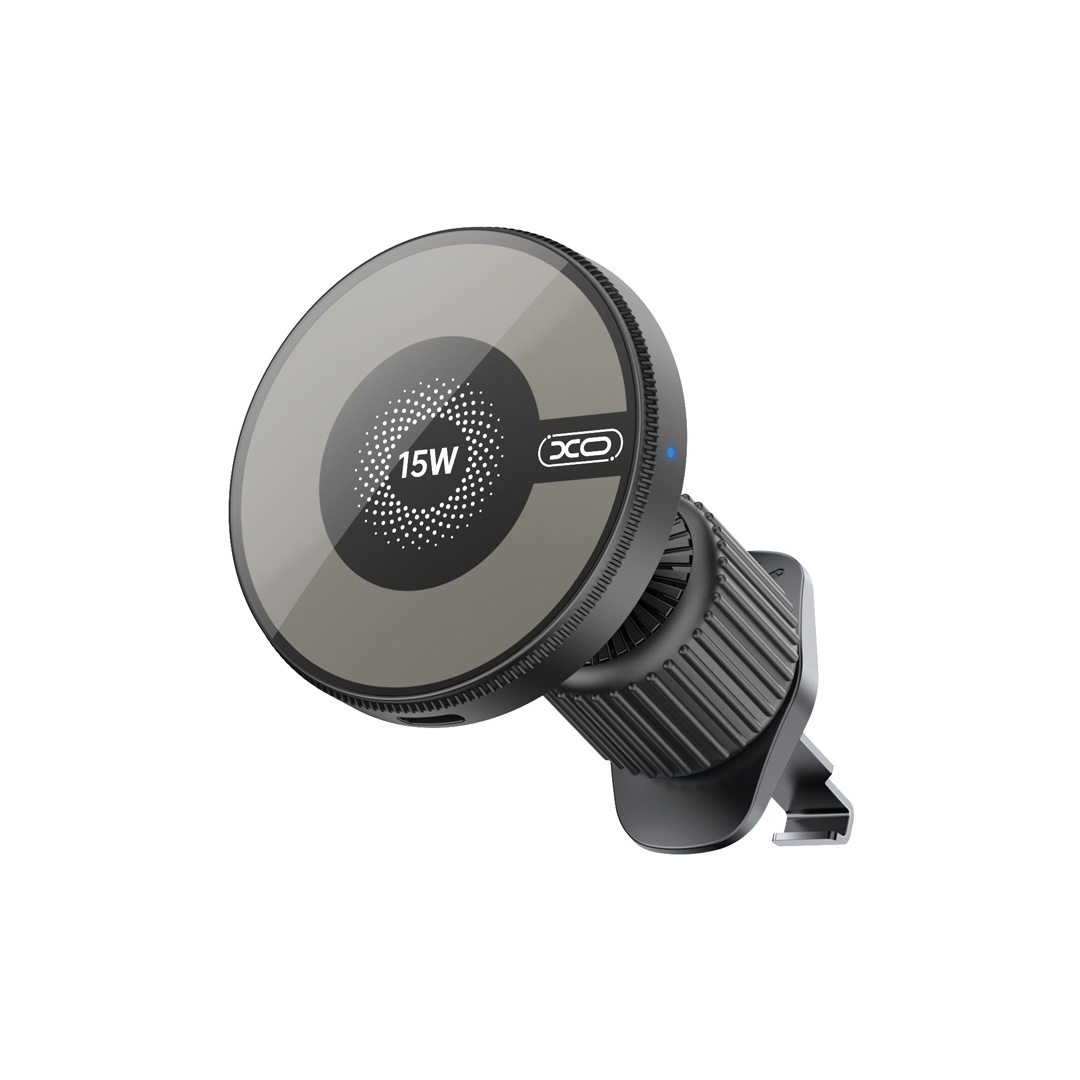 399517_oryg XO car holder magnetic CX025 with wireless inductive charger 15W black air vent - Image 1