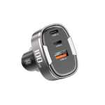 XO car charger CC61 PD QC 3.0 100W 1x USB 1x USB-C 1x Lightning gray - Image 4