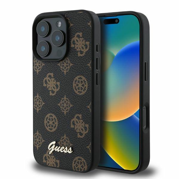 Guess case for iPhone 16 Pro 6,3 GUHMP16LPGPYSK black hardcase Peony Script MagSafe