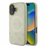 Guess case for iPhone 16 6,1 GUHMP16SPSAPSMED gold hardcase Saffiano Peony Classic Logo MagSafe