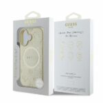 Guess case for iPhone 16 6,1 GUHMP16SPSAPSMED gold hardcase Saffiano Peony Classic Logo MagSafe - Image 5