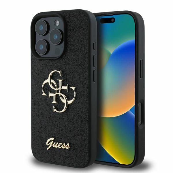Guess case for iPhone 16 Pro Max 6,9 GUHCP16XHG4SGK black hardcase Fixed Glitter Big 4G
