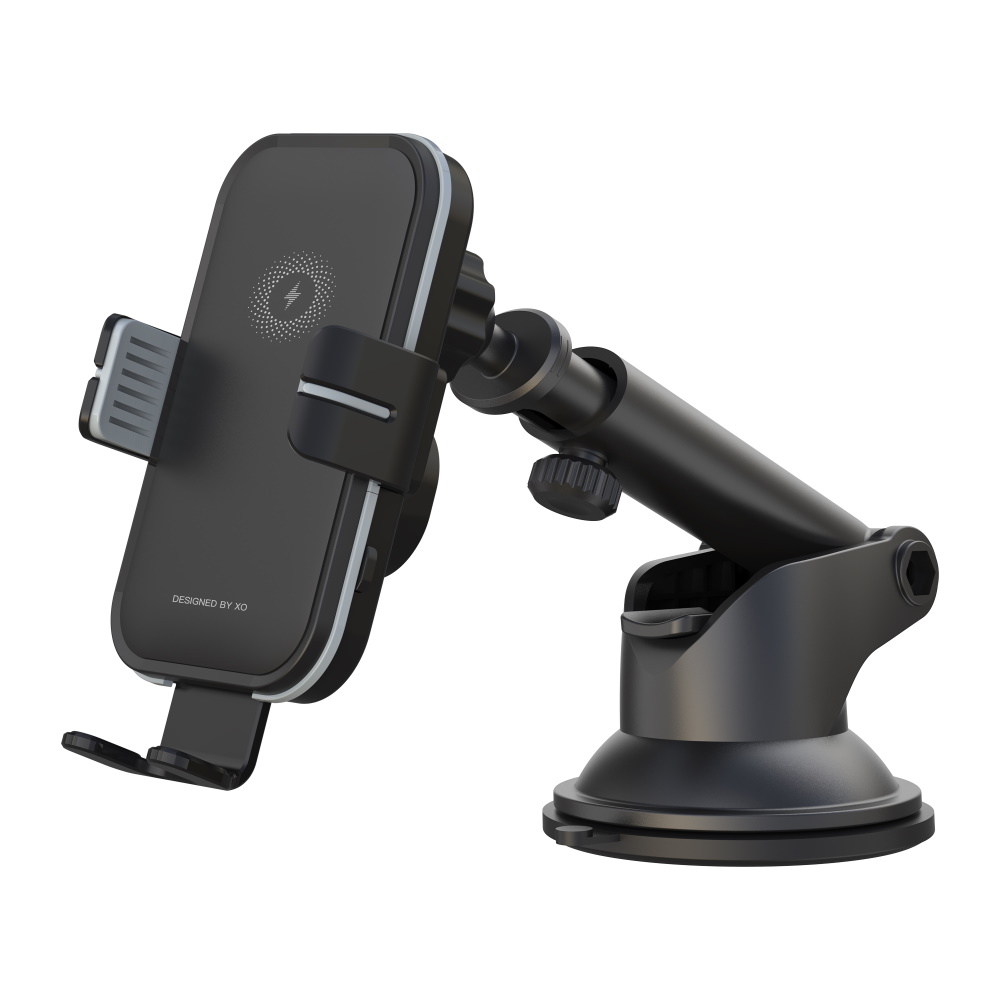 240794_oryg XO car holder WX027 with wireless inductive charger black 15W with suction cup - Image 1
