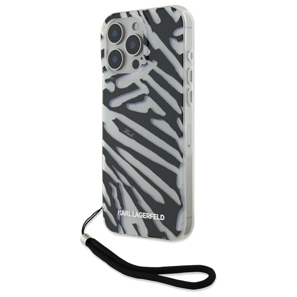 Karl Lagerfeld case for iPhone 16 Pro 6,3 KLHCP16LHZBPKCCK black Hard IML Zebra Pattern   Cord