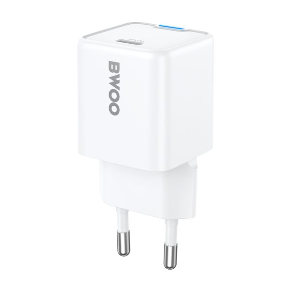 BWOO GaN PD wall charger 1x USB-C port 1A 30W white