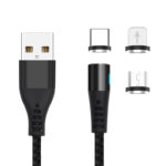 Maxlife MXUC-02 magnetic cable USB - Lightning + USB-C + microUSB 1,0 m 2A black nylon - Image 5
