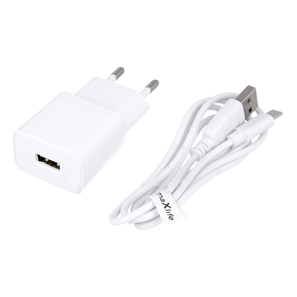 226165_oryg Maxlife MXTC-01 charger 1x USB 2.1A white + USB-C cable - Image 1