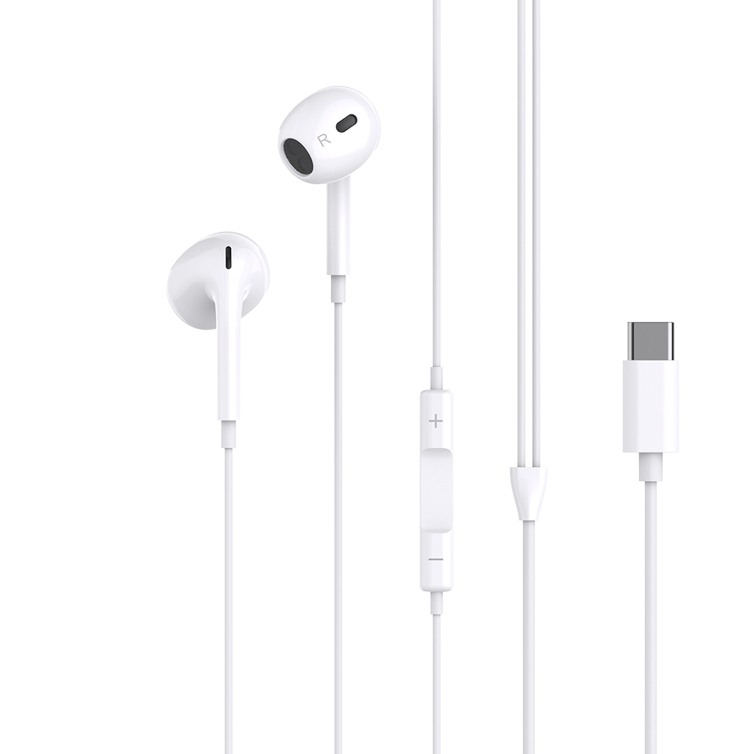 352877_oryg XO wired earphones EP74 USB-C white - Image 1
