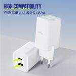 Allity wall charger GaN PD QC ATC-01-45WAC 1x USB-C 1x USB-A 45W white - Image 7