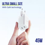 Allity wall charger GaN PD QC ATC-01-45WCC 2x USB-C 45W white - Image 8