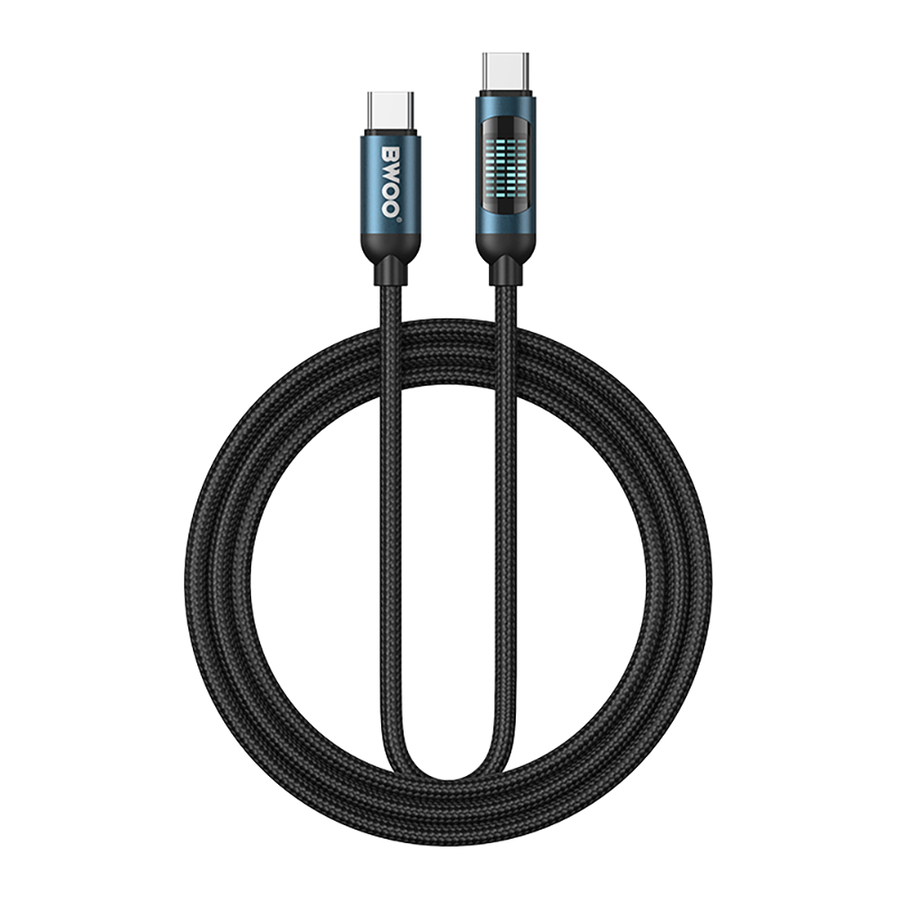 433555_oryg BWOO USB-C - USB-C cable 1m 60W with LED display, braided, black - Image 1