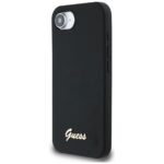Guess HC Silicone Script Metal Logo dėklas iPhone 16e – spalva: juoda - Image 3