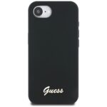 Guess HC Silicone Script Metal Logo dėklas iPhone 16e – spalva: juoda - Image 4