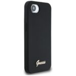 Guess HC Silicone Script Metal Logo dėklas iPhone 16e – spalva: juoda - Image 5