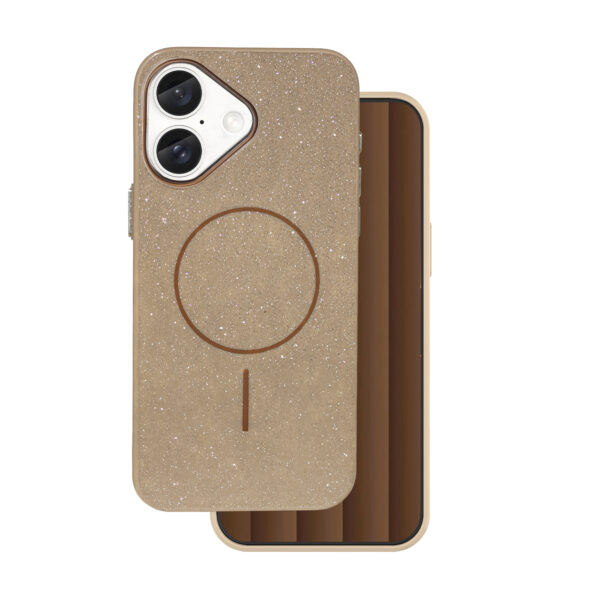 Glitter Thin Mag case for iPhone 16 6,1 brown