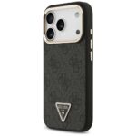 Guess dėklas Magsafe 4G PU Leather dėklas With Triangle Logo And Gold Metal Camera Frame For iPhone 17 Pro – spalva: ruda - Image 3