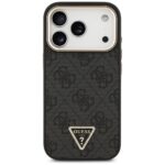Guess dėklas Magsafe 4G PU Leather dėklas With Triangle Logo And Gold Metal Camera Frame For iPhone 17 Pro – spalva: ruda - Image 4