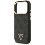 Guess dėklas Magsafe 4G PU Leather dėklas With Triangle Logo And Gold Metal Camera Frame For iPhone 17 Pro – spalva: ruda - Image 7
