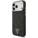 Guess dėklas Magsafe 4G PU Leather dėklas With Triangle Logo And Gold Metal Camera Frame For iPhone 17 Pro Max – spalva: ruda - Image 3