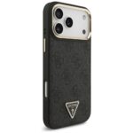 Guess dėklas Magsafe 4G PU Leather dėklas With Triangle Logo And Gold Metal Camera Frame For iPhone 17 Pro Max – spalva: ruda - Image 5