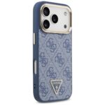 Guess Case Magsafe 4G PU Leather Case With Triangle Logo And Gold Metal Camera Frame For iPhone 17 Pro Blue - Image 5