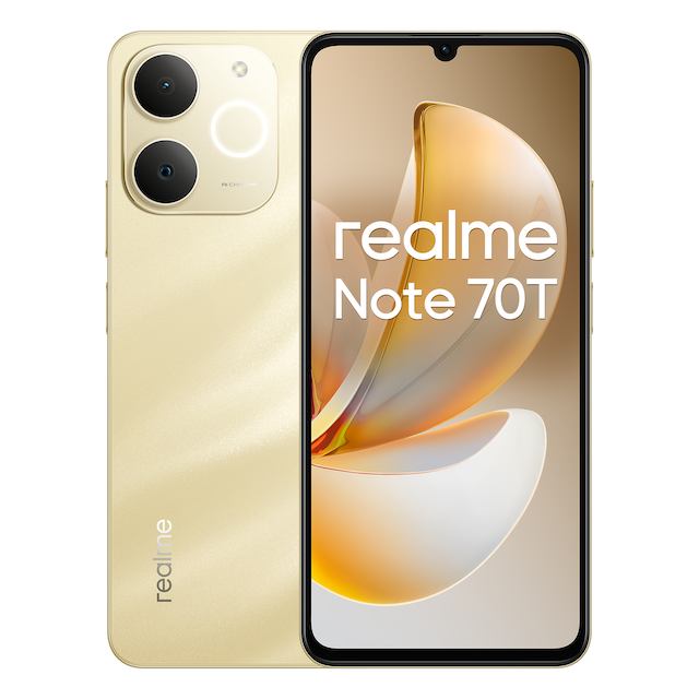 Note 70T_PDP_Gold_front-and-back Realme Note 70T 256GB Gold - Image 1