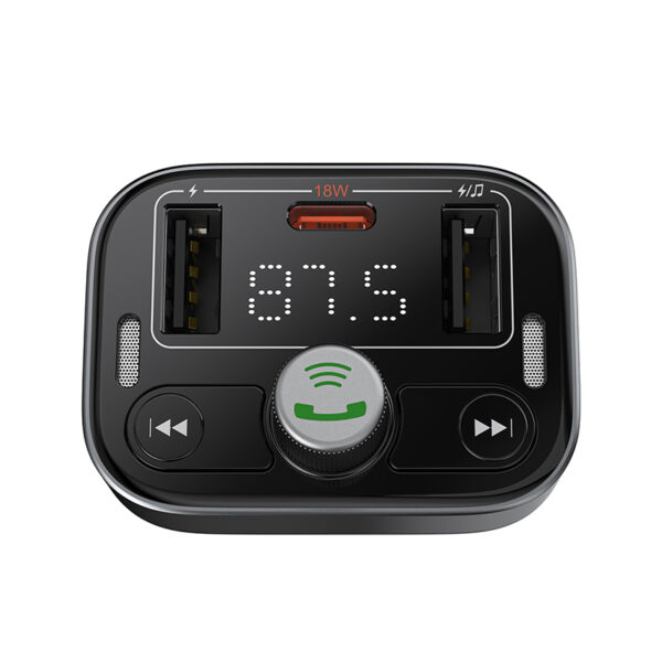 Automobilinis FM moduliatorius, įkroviklis  su Bluetooth 5.3 2xUSB + USB-C, juodas