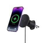 Automobilinis magnetinis telefono laikiklis su belaidžiu įkrovimu 15W, juodas - Image 2