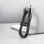(1419) Kabelis USB2.0 A kištukas - micro USB kištukas 3.0m QC3.0 su nailoniniu šarvu Cafule pilkas/juodas BASEUS - Image 2