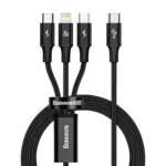(1421) Kabelis USB C kištukas ir 3 kištukai (USB C (iki 15W), micro USB (iki 10W), lightning (iki 20W)) 1.5m juodas Rapid BASEUS - Image 4