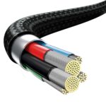 (1421) Kabelis USB C kištukas ir 3 kištukai (USB C (iki 15W), micro USB (iki 10W), lightning (iki 20W)) 1.5m juodas Rapid BASEUS - Image 2