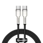 (1423) Kabelis USB C kištukas - USB C kištukas, duomenų perdavimui ir krovimui iki 100W 2m juodas Cafule Metal BASEUS