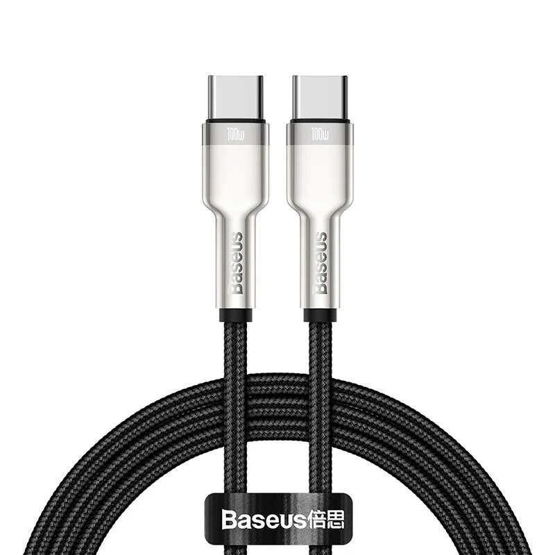 CATJK-C01_A (1423) Kabelis USB C kištukas - USB C kištukas, duomenų perdavimui ir krovimui iki 100W 2m juodas Cafule Metal BASEUS - Image 1