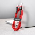(1425) Kabelis USB2.0 A kištukas - USB C kištukas, 0.5m QC3.0 su nailoniniu šarvu Cafule juodas/pilkas BASEUS