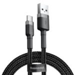 (1425) Kabelis USB2.0 A kištukas - USB C kištukas, 0.5m QC3.0 su nailoniniu šarvu Cafule juodas/pilkas BASEUS - Image 2
